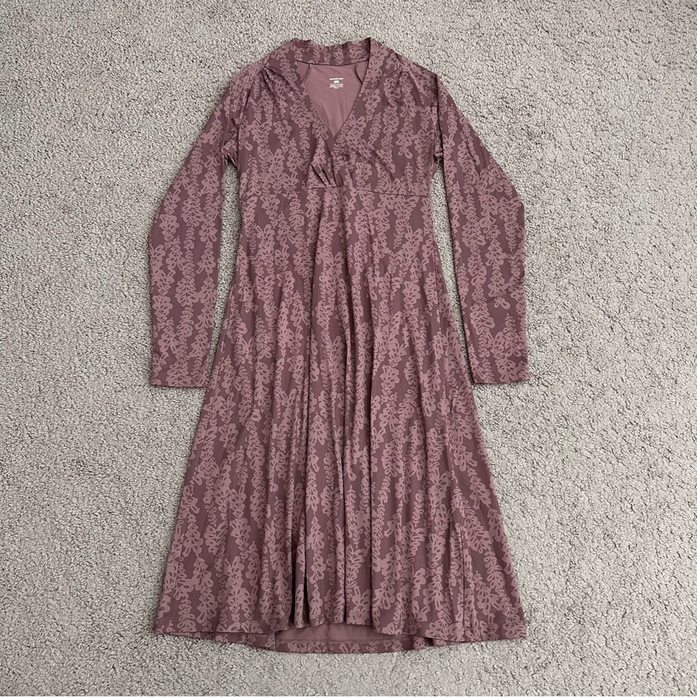 Patagonia Mauve Pink Floral-Print Midi Dress